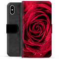 Prémiové peněženkové pouzdro iPhone X / iPhone XS - Růže