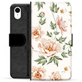 Prémiové peněženkové pouzdro iPhone XR - Květinový