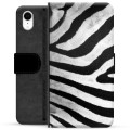 Prémiové peněženkové pouzdro iPhone XR - Zebra