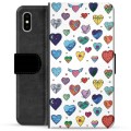 Prémiové peněženkové pouzdro iPhone X / iPhone XS - Hearts