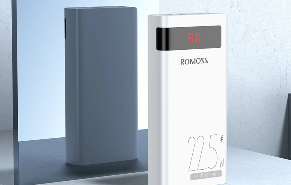 Romoss Sense 8PF Power Bank 30000mAh - 22.5W, PD, QC, FCP - White